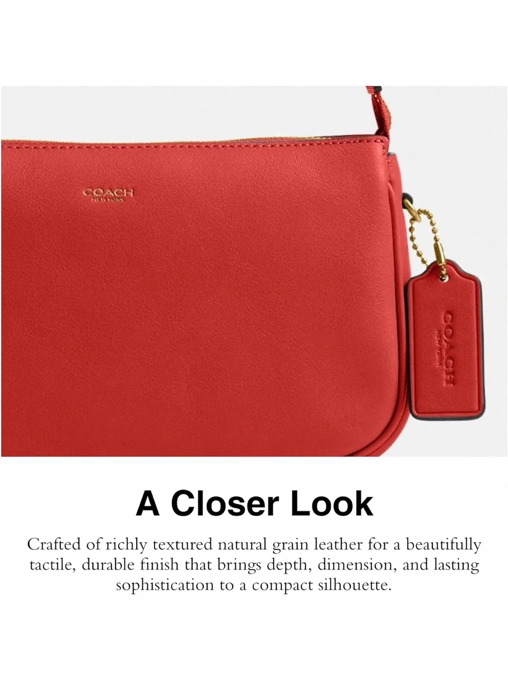 New Coach Red Poppy Leather Plaza Shoulder Bag